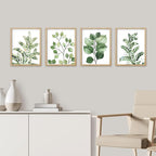 SIGNWIN Framed Green Pastel Forest Fern Leaf Wall Art, Set of 4 Collage Nature Garden Wall Decor Prints, Nature Wilderness Wall D¨¦cor for Living Room, Bedroom - 12"x16" Natural