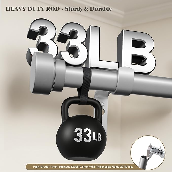 Oneach Silver Curtain Rods for Windows 28 to 48 Inch, 1 Inch Pole Adjustable Length Heavy Duty Metal Curtain Rod Set, for Outdoor Bedroom Kitchen Living Room (16 to 60 Inch)