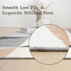 HOMFINE Washable Modern Area Rug - Geometric Style 9x12 Rugs for Living Room, Bedroom, Machine Washable Rug Soft Non Slip Non Shedding Area Rug - Grey Brown, 9'x12'