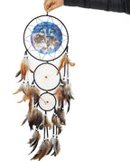 Remorelt Wolf Eagle Bear Dream Catcher Bedroom Wall Decor, Christmas Home Decoration, Room Accessory, White Moon Feather Decoration - Unique Home Craft Wall Pendant (DC07 8Inch 3D Wolf)