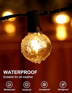 RTTY Outdoor String Lights 50 FT Globe LED Patio Lights with G40 Plastic Bulbs,Waterproof Shatterproof Dimmable Connectable Hanging for Backyard Porch Balcony Party Cafe Deck Decor