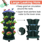 Vertical Planter, 5 Tier Stackable Strawberry Planter with Garden Tool Set, Movable Indoor/Outdoor Garden Herb Pot for Growing Vegetables and Succulents, Green