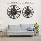 LEIKE Extra Large Wall Clocks,Silent Little Ticking,Battery Operated Vintage Round Modern Wood Wall Clock for Living Room, Bedroom,Farmhouse,Office Home Decor-32 Inch(Black-Roman Numerals)