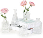 Glass Bud Vase Set of 5, Clear Small Flower Vases for Centerpieces in Bulk, Mini Vintage Vase for Rustic Wedding, Home,Table