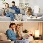 AKASUKI Table Lamp for Bedroom, 3 Way Dimmable Touch Lamp with Dual Charging Station, Small Bedside Lamps for Night Stands, Living Room, Office(LED Bulb Included)