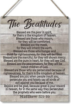 Inspirational Bible Gift Signs the Beatitudes Blessed are the Poor in Spirit for Theirs is the Kingdom of Heaven Wooden Hanging Sign Religious Scripture Art Wall Home Decoration 10 x 8 Inches