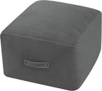 MeMoreCool Square Stuffed Pouf Ottoman Foot Rest, Floor Pouf Foot Stool with Foam Chunk Filling, Soft Stuffed Ottoman Footrest for Living Room, Dark Grey