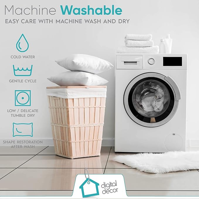 Digital Decor Premium Throw Pillow Inserts Sham - Decorative White Square Form Pillow Inserts - Perfect for Bedroom, Sofa & Couch (2 Pack)