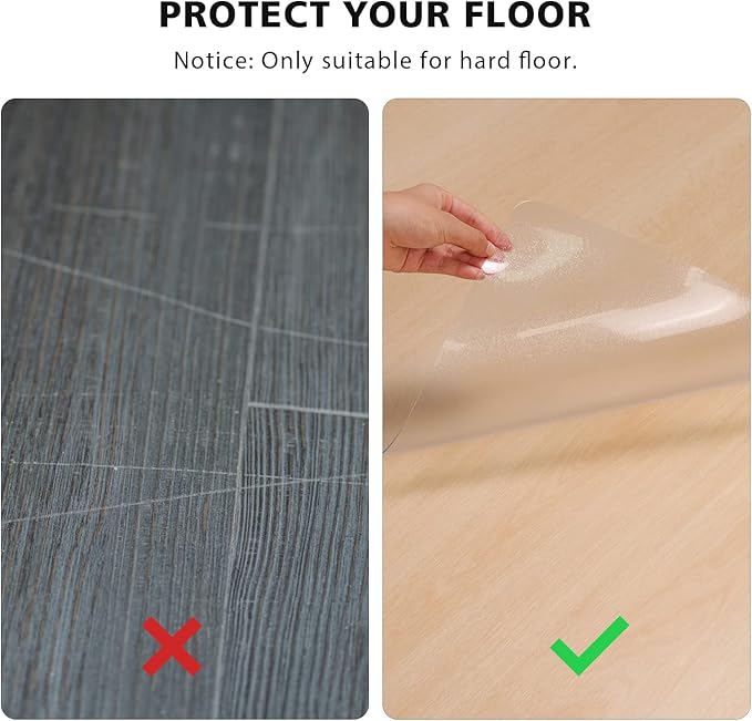 Floor Mats for Home, 5'×7' Clear Area Rug for Dining Room, Durable Non-Slip Hard Floor Living Room Rug, PVC Waterproof Rolling Chair Protector for Kitchen, Bedroom, High Traffic Areas