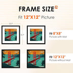 FIXSMITH 12x12 Picture Frame Set of 4, Photo Frame with HD Plexiglass, Display Pictures 8x8 with Mat or 12x12 Without Mat, Black Picture Frames Collage Wall Decor, Gallary Wall Frame