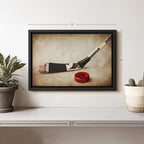 Elephant Stock Vintage Ice Hockey Wall Art - Horizontal Framed Canvas - 1-Piece Hallway Wall Decor - Photography Sports Canvas Print - Brown and Beige Decor for Wall - 13" X 9"