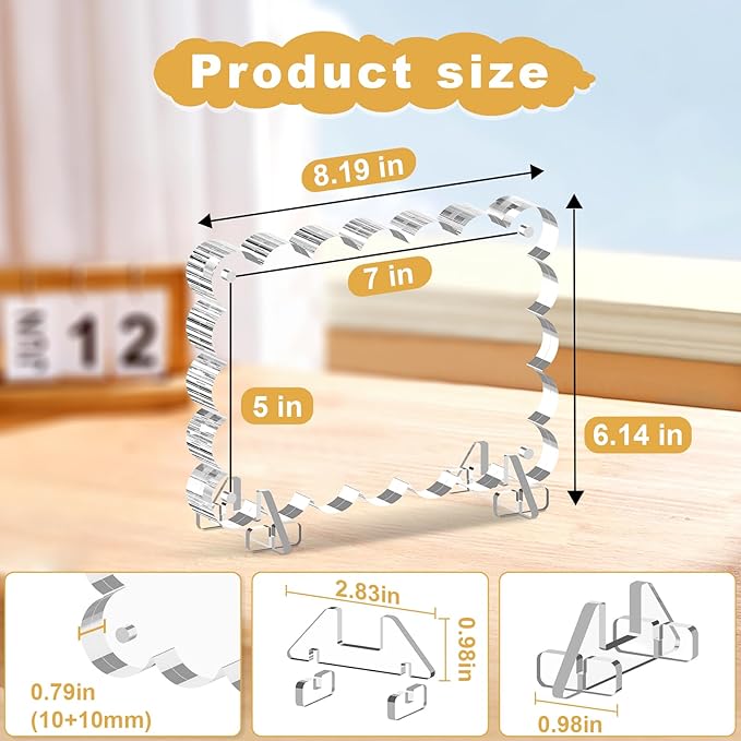 5x7 Acrylic Picture Frames, 3 Pack Magnetic Photo Frame with Stands, Double Sided Clear Picture Frames,10+10mm Thickness Scalloped Photo Frames for Home Office Decor Table Top Display