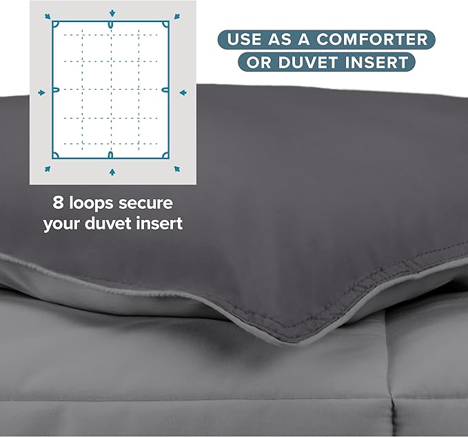 Bare Home King/California King Comforter - Reversible Colors - Goose Down Alternative - Ultra-Soft - Premium 1800 Series - All Season Warmth - Bedding Comforter (King/Cal King, Grey/Forged Iron Grey)