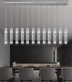 12-Lights Modern Crystal Chandeliers LED Pendant Light for Kitchen Island Dining Room Entrance Foyer Living Room Silver