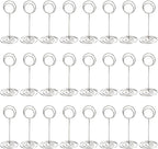TecUnite 24 Pieces 3.35 Inch Table Number Holder Place Card Photo Holder Picture Name Menu Clips Memo Cards Stand for Wedding Reception Anniversary Birthday Party Centerpieces (Silver)