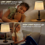 Table Lamps Set of 2, Bedside Nightstand Lamps with USB Charging Ports, 3 Way Dimmable Touch with Linen Fabric Lampshade, Modern Small Lamp for Bedrooms, Living Room (Bulbs Included)