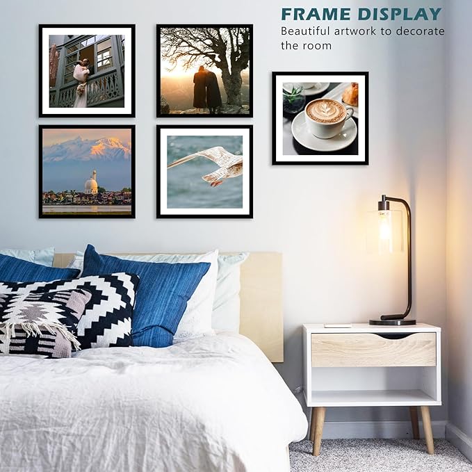 12 Pack 12.5x12.5 Record Frame with 10x10 Mat for Vinyl Record Album Cover Poster, Display Photo 10x10 with Mat or 12.5 x 12.5 Without Mat, Wall Hanging Vinyl Frames, 12 Pack, Black