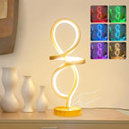 Mayful Modern LED Spiral Table Lamp, RGB Wood Grain Bedside Light with 7 Colors 10 Modes, Touch Dimmable Nightstand for Bedroom Living Room Home Office, 15W