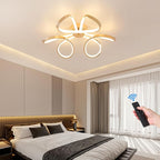 Q&S Modern Dining Room Light Fixture,Kitchen Led Ceiling Light,Dimmable Gold Flush Mount Ceiling Light Fixture for Bedroom with Remote,Led Chandelier for Living Room Hallway 3-Color Change
