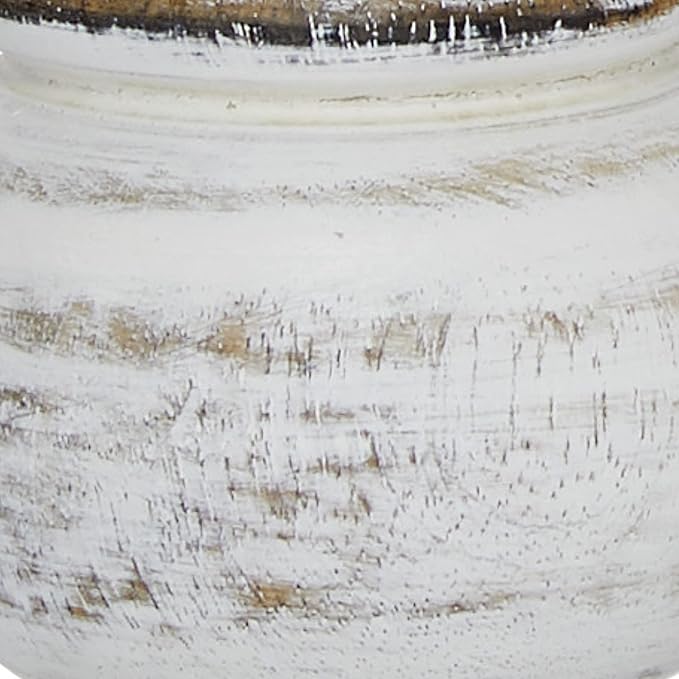 Deco 79 Mango Wood Decorative Candle Holder Turned Style Pillar Candle Stand, Set of 3 Candlestick Holder 10", 8", 6”H, White