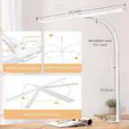 EppieBasic LED Double Head Architect Lamps, Extra Bright Workbench Office Lighting, Eye Protection Modern Desk Light for Monitor Working Reading White 1200LM