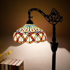 Tiffany Floor Lamp Yellow Peacock Tail Stained Glass Floor Light Adjustable Angle Tall Standing Lamp 63 inches for Home Living Room Bedroom