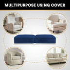 PrinceDeco Velvet Couch Cushion Cover Stretch Cushion Slipcover for Chair Loveseat Sofa Furniture Protector Seat Cushion Sofa Cover (Each Width Up to 29.5", Navy)