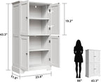 ChooChoo Bathroom Floor Cabinet, Modern Bathroom Storage Cabinet with 4 Doors and Adjustable Shelves, Freestanding Cupboard for Living Room, White