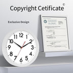 AKCISOT Wall Clock Silent Non Ticking Modern Wall Clocks Battery Operated 10 Inch, Analog Small Classic Clock Decorative for Bedroom, Kitchen, Home Office, Bathroom, School, Living Room (White)