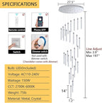 30-Light 197'' High Ceiling Chandeliers Modern Crystal Chandeliers for Entryway Long Spiral LED Dimmable Chandelier Flush Mount Ceiling Staircase Foyer Living Room Sloped ceilings Light Fixture