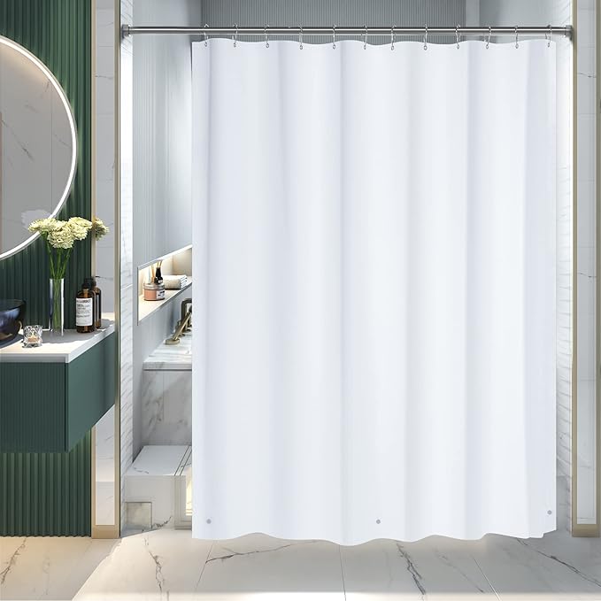 AmazerBath Extra Long Shower Curtain Liner, White Shower Curtain Liner 84 Inches Long, 72x84 Plastic White Shower Liner, Cute Bathroom Shower Curtain Liners, PEVA Tall Shower Liner with 3 Magnets