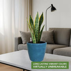 Dexceder 11x10 Inches Self Watering Planter Indoor Outdoor, Inner Pot Design, Thickened Table Flower Plant Pot with Water Level Indicator (Peacock Blue Gradient)