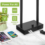 16" Set of 2 Industrial Table Lamps with USB A+C Charging Ports and AC Outlet, Fully Stepless Dimmable Bedside Lamps with Seeded Glass Shade for Bedroom Living Room Office, LED Bulbs Included