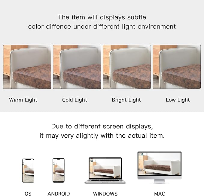 Yates Home PU Leather Couch Sofa Cushion Slipcover Elastic Chair RV Seat Covers Sofa Furniture Protector Slip Cover for Seater Replacement in Living Room(Loveseat, Brown)