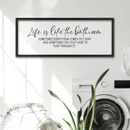 ZZJJHYWGQ Life Is Like The Bathroom Wall Decor 32×12 Inch Large Laundry Wood Framed Sign for Funny Bathroom Restroom Toilet Wall Hanging Art (Black)