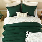 Litanika Dark Emerald Green Queen Comforter Set, 3 Pieces Solid Forest Bedding Set, All Season Fluffy Bed Set (90x90In Comforter & 2 Pillowcases)