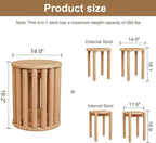 Stackable Stools Set of 4,4-in-1 Wood Stool,Round Wooden Stools with Anti-Slip Foot Pads for Kitchen,Bedroom,Living Room,Bar,No Assembly Required Durable and Space-Saving Design,18 inch (Natural)