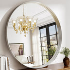 36 Inch Round Bathroom Mirror - Wall Mounted Circle Mirror with Metal Frame, Modern Mirror Suitable for Bathroom, Vanity, Entryway, Living Room, Wall Decor,Silver