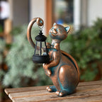 WHIMSYNOOK 10.7" Bronze Cat Solar Garden Statue Light – Cute Kitty Design, Bronze Finish, Solar-Powered LED, Outdoor Yard & Lawn Décor, for Cat Lovers, Mom, and Garden Enthusiasts