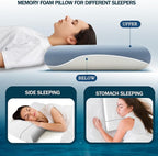 Grandisk Memory Foam Pillows for Neck Pain Relief Dual Core Side Back Stomach Cervical Pillow with Ergonomic