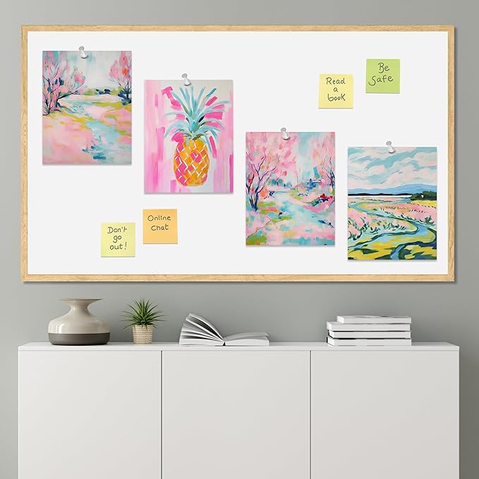 SIGNWIN Adhesive Canvas Poster Vibrant Landscape and Pineapple Colorful Preppy Room Decor Pink Decor Digital Art Modern Art Decorative Multicolor Scenic for Bedroom - 11"x14"x4