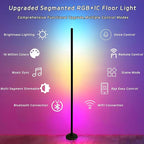 RGBICW Led Corner Floor Lamp,1800lm Corner Light Work with Alexa & Google Assistants,16 Million Colors & 68+ Scene,Music Sync,Color Changing Standing Lamps for Living Room, Bedroom Ambient Lighting