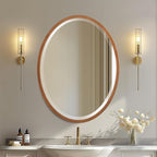 OVALCREST - Oval Wooden Beveled Wall Mirror for Home Decor, Bathroom, Vanity, Bedroom, Living Room, Hallway - London Style (Sunset Gold) 19.1 x 25.1