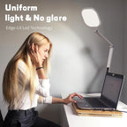 LED Desk Lamp for Home Office, Desk Light for Video Call, 3 Color Temperature 10 Brightness Computer Light, Dimmable Led Desk Light with Memory & Timer Func, Metal Swing Arm Architect Desk Lamp White