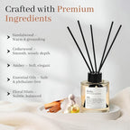 Duša Santal Reed Diffuser & Sticks - 5 Fl Oz Essential Home Fragrance Decor for Bathroom, Office & Living Spaces – Stylish & Long-Lasting Room Air Freshener -Ideal for Housewarming & Special Occasions