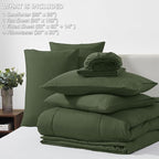 CozyLux Queen Comforter Set Olive Green, 7 Pieces Bed in a Bag, Green Comforter Queen Size, All Season Bedding Sets with Stitch Quilted Comforter, Flat Sheet, Fitted Sheet, Pillowcases