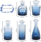 Navy Blue Glass Bud Vases Set of 5, Mini Flower Vase for Centerpieces, Small Clear Vases in Bulk for Wedding Decorations, Vintage Vase for Table, Graduation, Home Décor