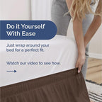 Wrap Around Dust Ruffle Bed Skirt - Brown - for King Size Beds with 18 Inch Drop - Easy Fit Elastic Strap - Adjustable Pleated Bedskirt w/Brushed Fabric - Wrinkle Free - for Women, Men, Kids & Teens