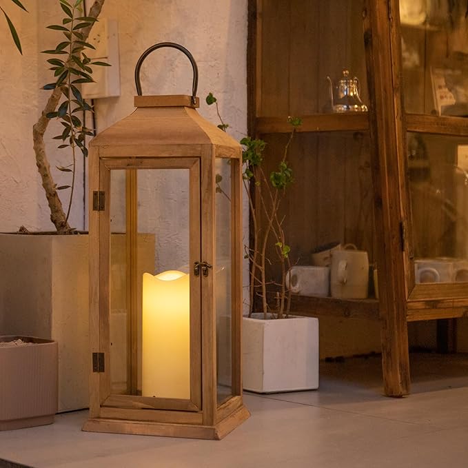 Bdor 2 Pack Lanterns Decorative - IP65 Waterproof Lanterns Decorative with Flameless Pillar Candles, Decorative Lanterns for Home Decor, Indoor Outdoor, Front Porch, Garden, Farmhouse Weddings Style