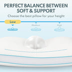 Bed Pillows Queen Size - Premium Luxury Hotel Quality Cooling Bed Pillows for Sleeping,Soft Fluffy & Memory Foam Filling,Support Loft Gusseted Bed Pillows for Side and Back Sleepers (Low)